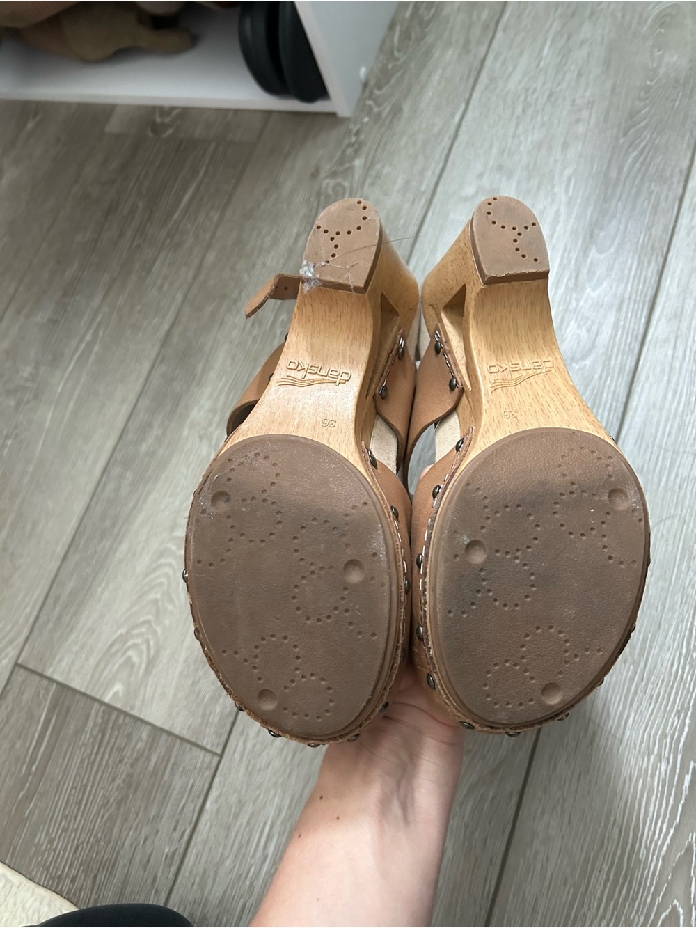Dansko Tan Leather Mary Jane Clog Heels - Picture 5 of 5